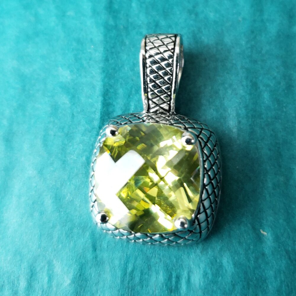 2/15$ Premier design sparkly yellow silver tone pendant